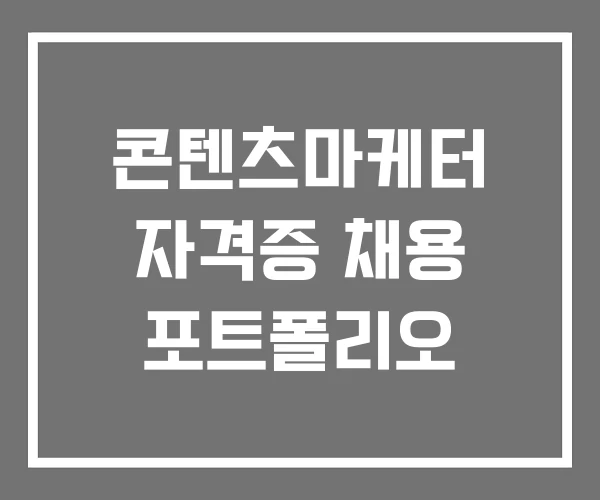 콘텐츠마케터 자격증 채용 포트폴리오
