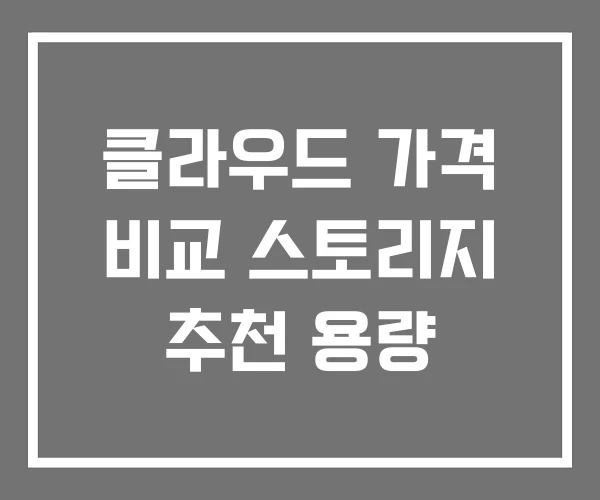 클라우드 가격 비교 스토리지 추천 용량