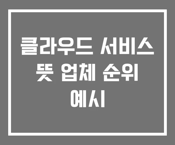 클라우드 서비스 뜻 업체 순위 예시