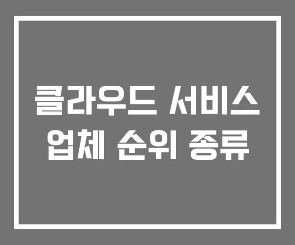 클라우드 서비스 업체 순위 종류