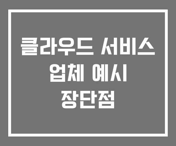 클라우드 서비스 업체 예시 장단점
