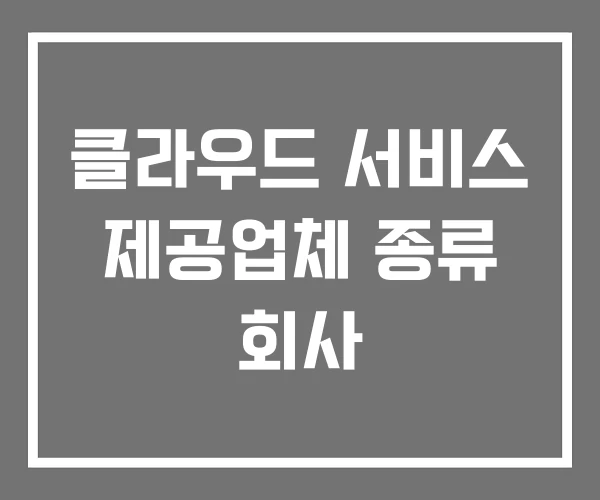 클라우드 서비스 제공업체 종류 회사