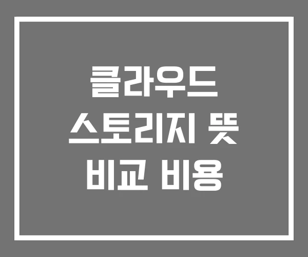 클라우드 스토리지 뜻 비교 비용
