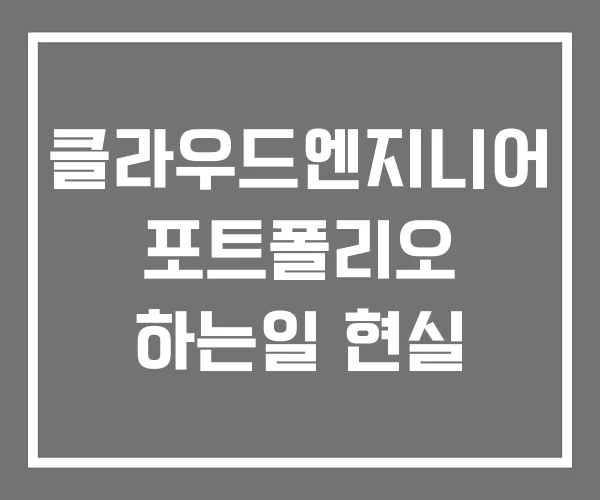 클라우드엔지니어 포트폴리오 하는일 현실