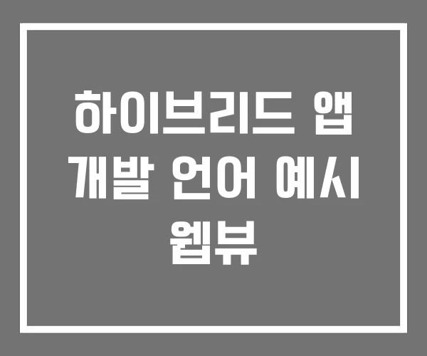하이브리드 앱 개발 언어 예시 웹뷰