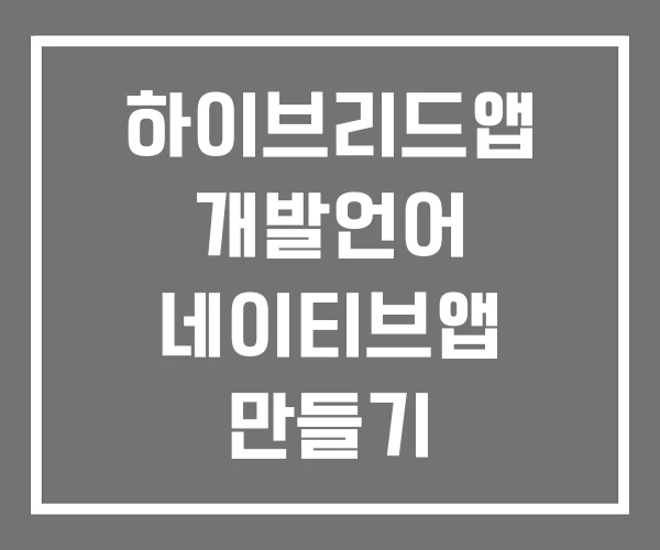 하이브리드앱 개발언어 네이티브앱 만들기 하이브리드앱 개발언어 네이티브앱 만들기
