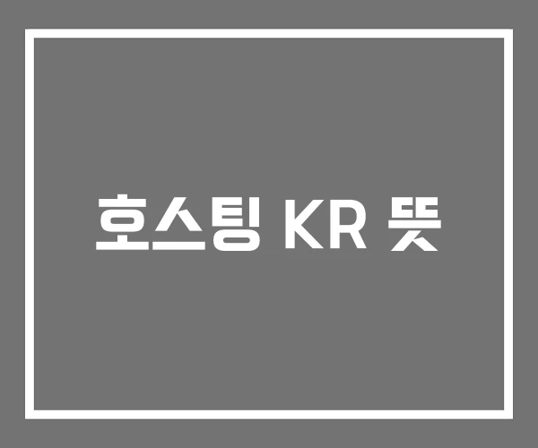 호스팅 KR 뜻