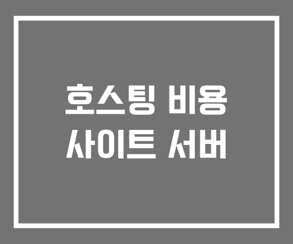 호스팅 비용 사이트 서버