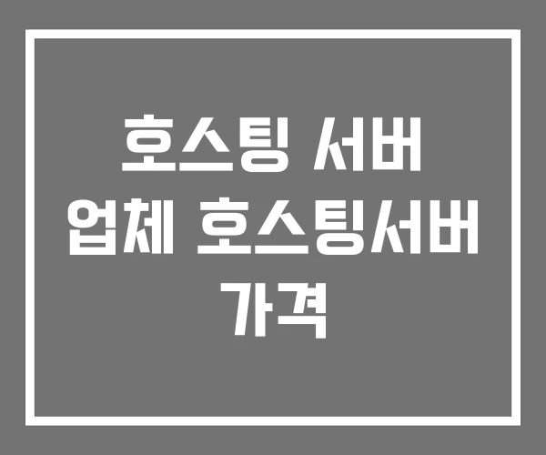 호스팅 서버 업체 호스팅서버 가격