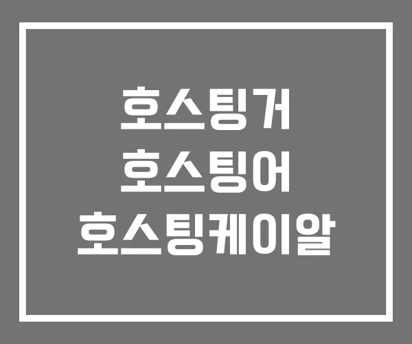 호스팅거 호스팅어 호스팅케이알