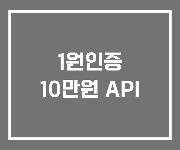 1원인증 10만원 API