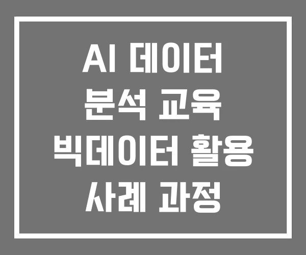 AI 데이터 분석 교육 빅데이터 활용 사례 과정