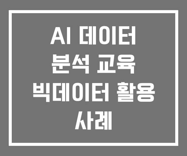 AI 데이터 분석 교육 빅데이터 활용 사례 데이타솔루션