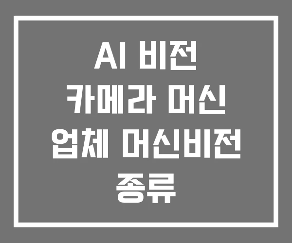 AI 비전 카메라 머신 업체 머신비전 종류 AI 비전 카메라 머신 업체 머신비전 종류