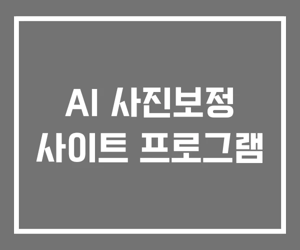 AI 사진보정 사이트 프로그램