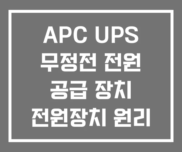 APC UPS 무정전 전원 공급 장치 전원장치 원리