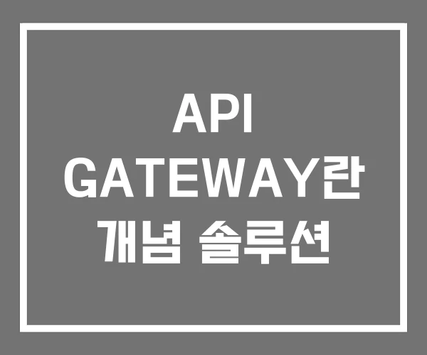 API GATEWAY란 개념 솔루션