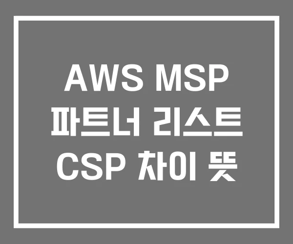 AWS MSP 파트너 리스트 CSP 차이 뜻 AWS MSP 파트너 리스트 CSP 차이 뜻