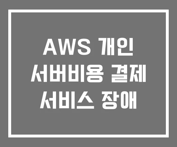 AWS 개인 서버비용 결제 서비스 장애 AWS 개인 서버비용 결제 서비스 장애