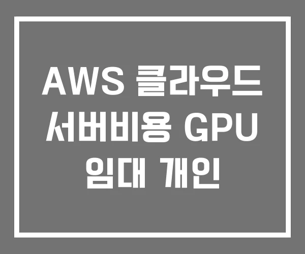 AWS 클라우드 서버비용 GPU 임대 개인 AWS 클라우드 서버비용 GPU 임대 개인