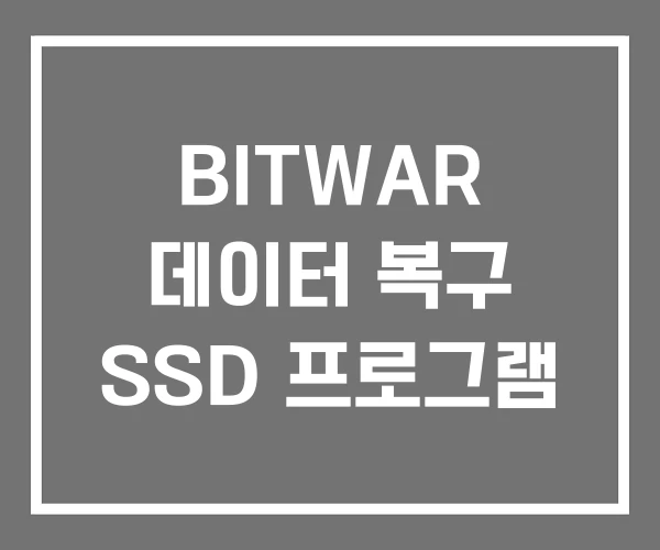 BITWAR 데이터 복구 SSD 프로그램 BITWAR 데이터 복구 SSD 프로그램
