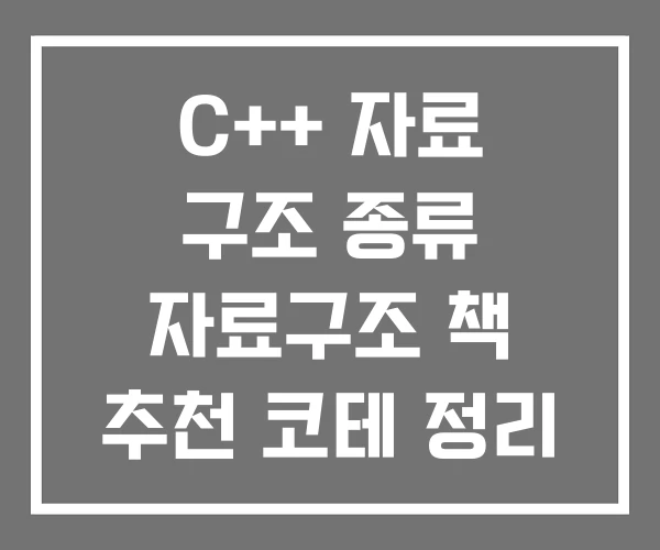 C++ 자료 구조 종류 자료구조 책 추천 코테 정리