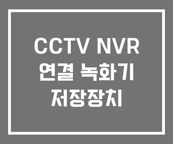 CCTV NVR 연결 녹화기 저장장치