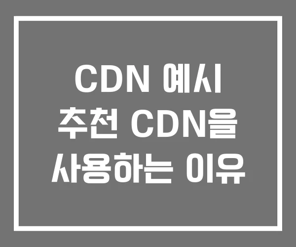 CDN 예시 추천 CDN을 사용하는 이유 CDN 예시 추천 CDN을 사용하는 이유