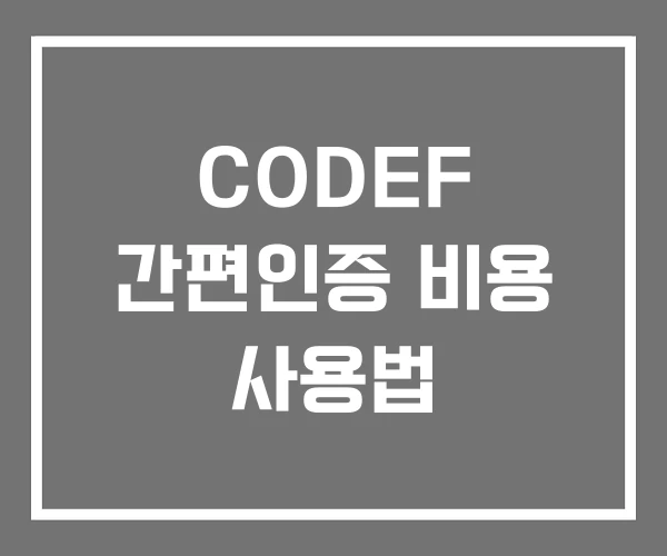 CODEF 간편인증 비용 사용법
