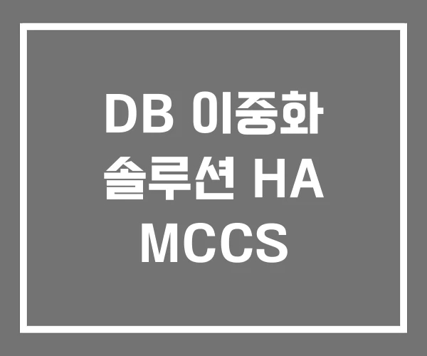 DB 이중화 솔루션 HA MCCS DB 이중화 솔루션 HA MCCS