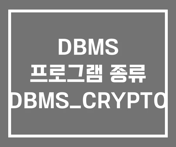 DBMS 프로그램 종류 DBMS_CRYPTO