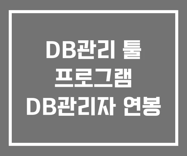 DB관리 툴 프로그램 DB관리자 연봉 DB관리 툴 프로그램 DB관리자 연봉