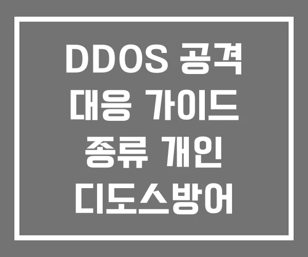 DDOS 공격 대응 가이드 종류 개인 디도스방어