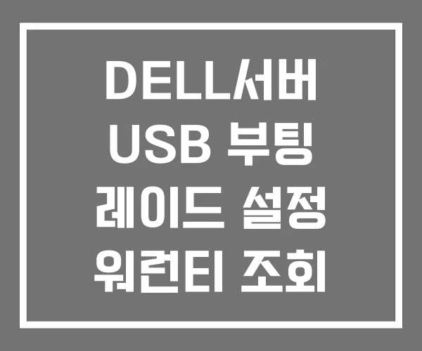 DELL서버 USB 부팅 레이드 설정 워런티 조회