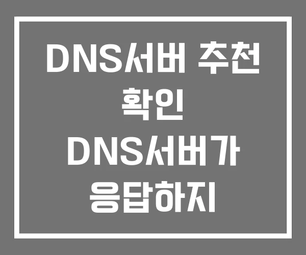 DNS서버 추천 확인 DNS서버가 응답하지 않습니다