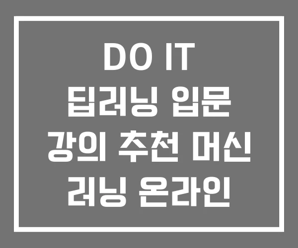 DO IT 딥러닝 입문 강의 추천 머신 러닝 온라인