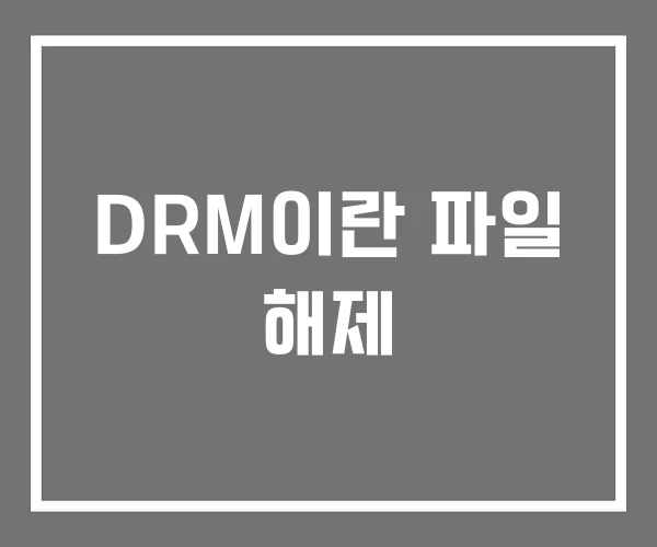 DRM이란 파일 해제 DRM이란 파일 해제