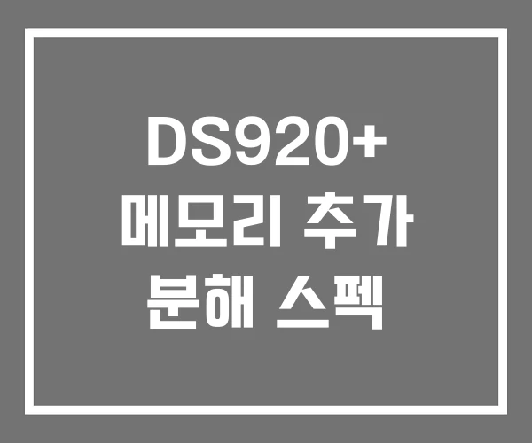 DS920+ 메모리 추가 분해 스펙