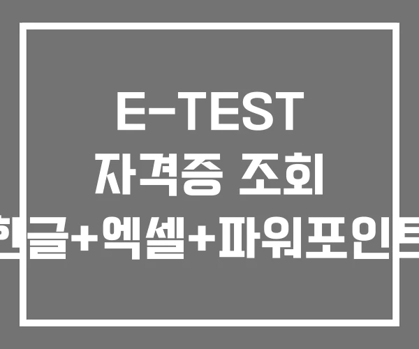 E-TEST 자격증 조회 한글+엑셀+파워포인트