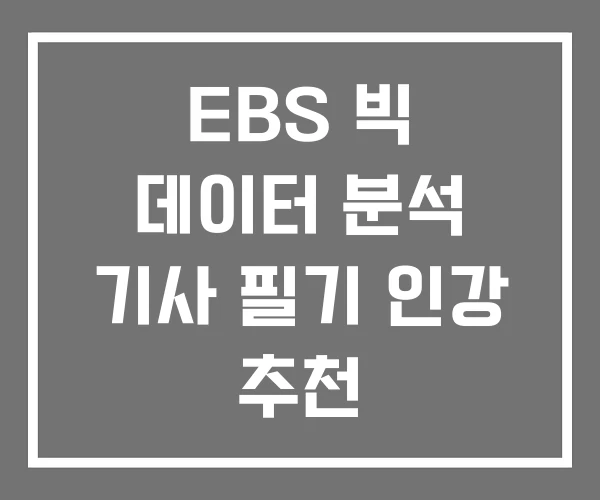 EBS 빅 데이터 분석 기사 필기 인강 추천