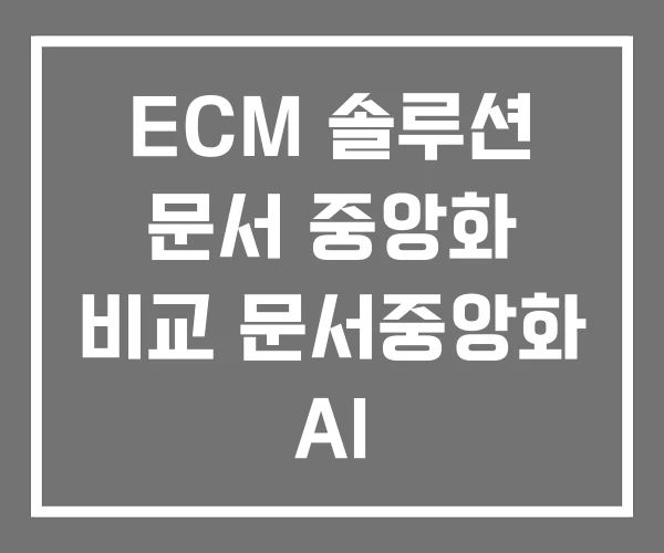 ECM 솔루션 문서 중앙화 비교 문서중앙화 AI