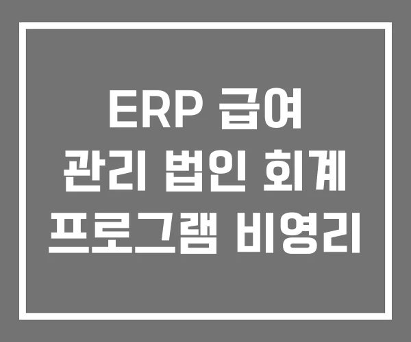 ERP 급여 관리 법인 회계 프로그램 비영리 ERP 급여 관리 법인 회계 프로그램 비영리