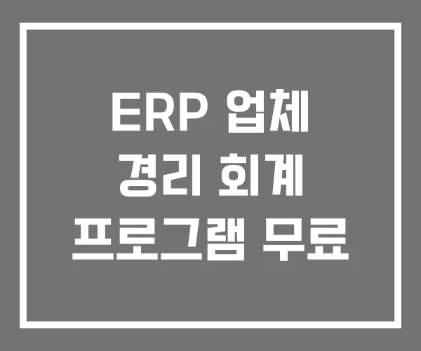 ERP 업체 경리 회계 프로그램 무료