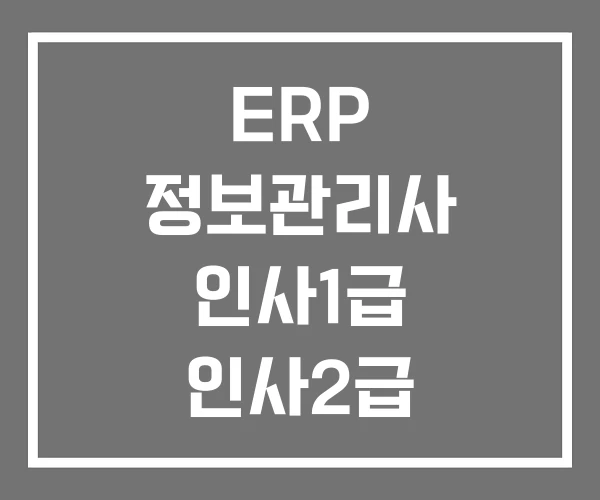 ERP 정보관리사 인사1급 인사2급 프로그램