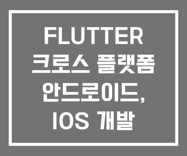 FLUTTER 크로스 플랫폼 안드로이드, IOS 개발