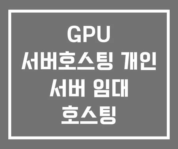 GPU 서버호스팅 개인 서버 임대 호스팅 GPU 서버호스팅 개인 서버 임대 호스팅