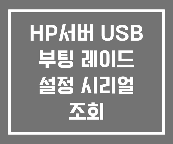 HP서버 USB 부팅 레이드 설정 시리얼 조회 HP서버 USB 부팅 레이드 설정 시리얼 조회