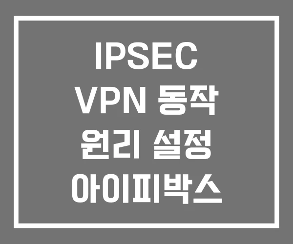 IPSEC VPN 동작 원리 설정 아이피박스 IPSEC VPN 동작 원리 설정 아이피박스