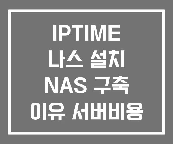 IPTIME 나스 설치 NAS 구축 이유 서버비용