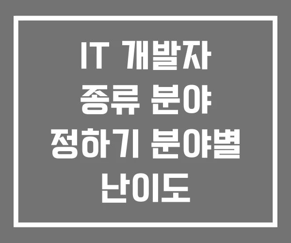 IT 개발자 종류 분야 정하기 분야별 난이도